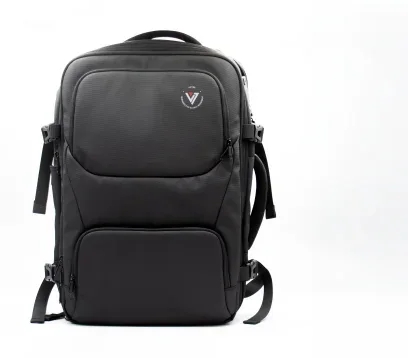 Voyge vacuum compression travel backpack in black, front view